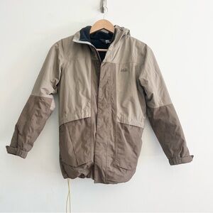 REI Co Op Kids Ski Snowboard Winter Jacket Brown Two Tone Drawstring Bottom M 10